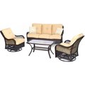 Almo Fulfillment Services Llc Hanover® Orleans 4 Piece All Weather Patio Set, Sahara Sand/French Roast ORLEANS4PCSW-B-TAN